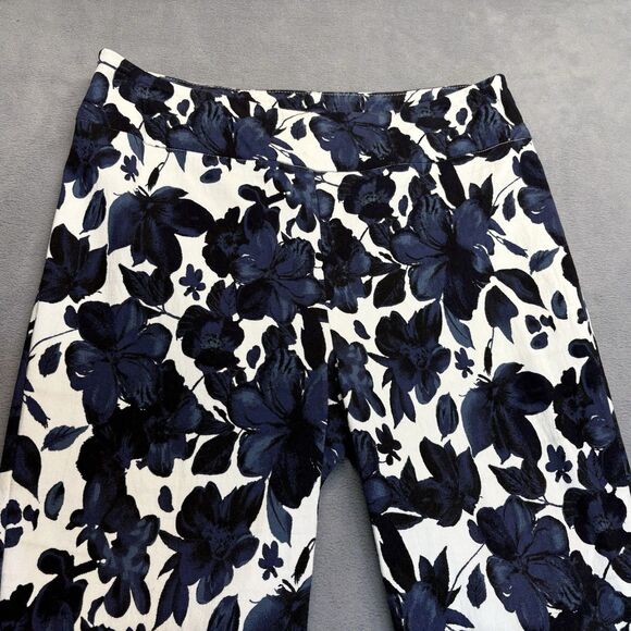 Joseph Ribkoff Womens Pants Size 10 Navy Floral Print Straight Leg Ankle - Picture 2 of 9